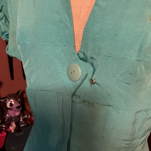 Vintage Teal Midi Dress with Button Accent - Picture 8 of 8